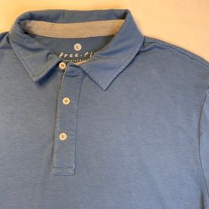 Men's Free Fly bamboo performance UPF golf fishing polo shirt Dusk Blue Large